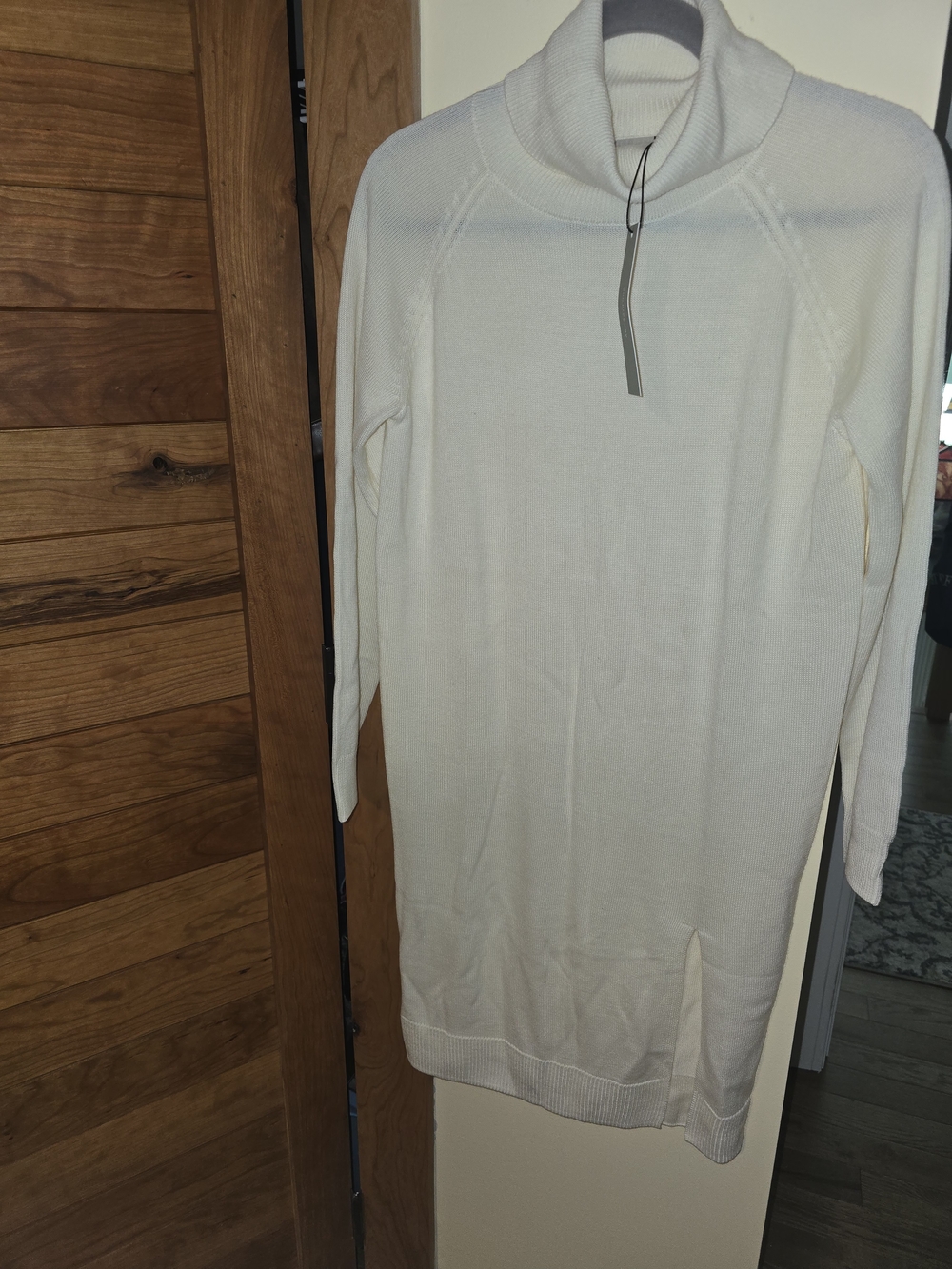 Turtleneck Midi Sweater Dress in Ivory